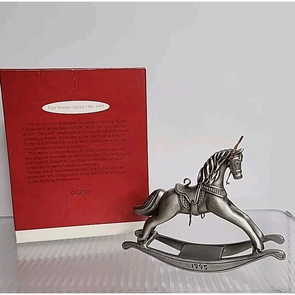 Hallmark 1995 Pewter Rocking Horse Ornament 15th Anniversary QX6167 Boxed - Picture 2 of 8